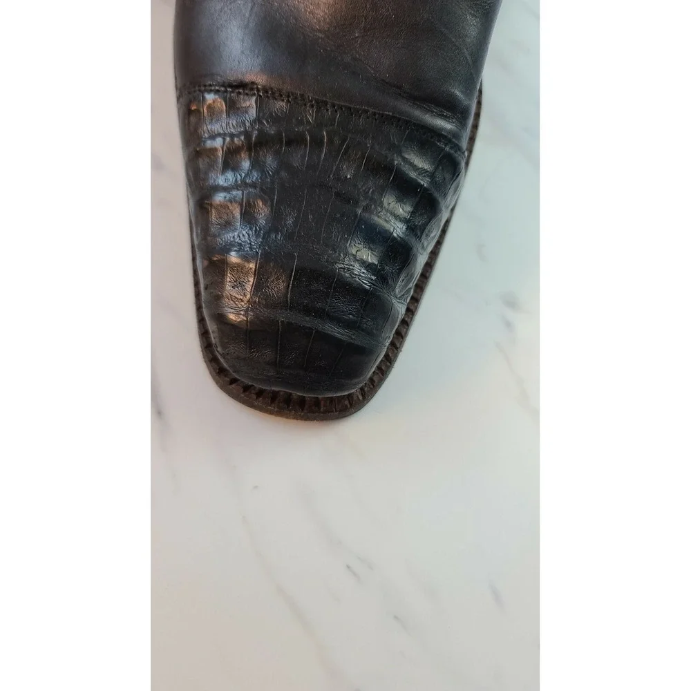 Barneys New York Black Alligator Men's Lace Shoes@[99‎ Sz10.5